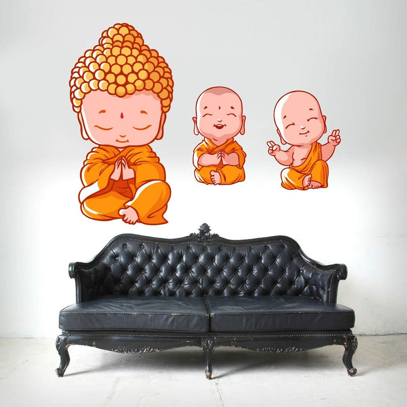 Delight Art Three Little Buddha Wall Sticker Size - (65 * 54) cm Model id - (DAMC00600L)