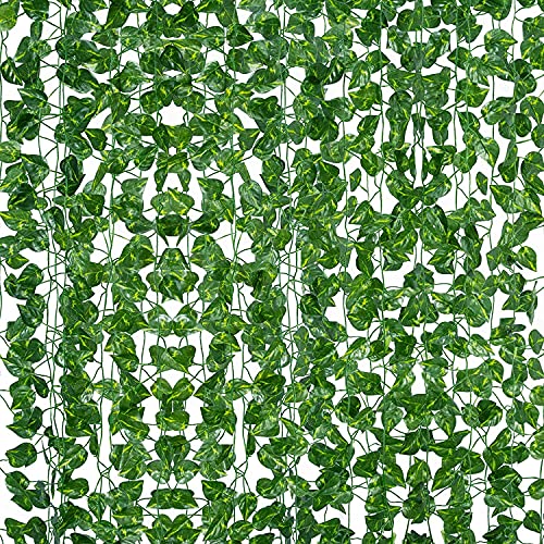 way2tech Home Decor Artificial Creeper Money Plant Leaf Garland | Wall Hanging | Special Occasion Decoration | Home Decor Party | Office (Pack of 18 Strings)