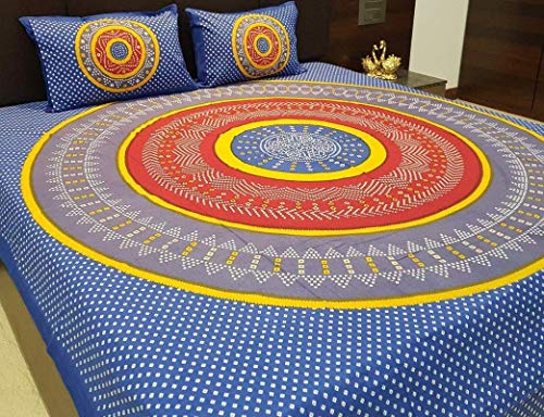 UBANIA Collection-We Believe in customers Satisfaction® 100% Cotton Jaipuri Traditional King Size Double Bed Bedsheet with 2 Pillow Covers