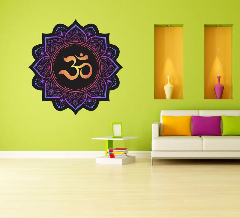 Wallbook Blue Om Wall Sticker | Wall Stickers for Home, Kitchen, Office, Bedroom & Living Room (48 x 47 cms)