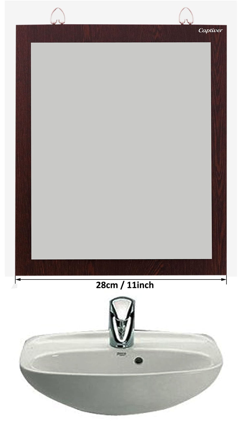 Captiver Engineered Wood Solid Base Decorative Wall Unique Mirrors (28X33 CM, Wenge)