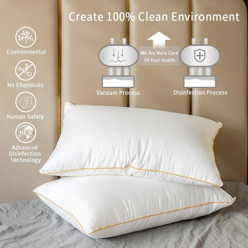 Homerz Polyester Set of 2 Premium Bed Pillows, 17 X 27 Inch Size, New Roll Packaging (Yp), White