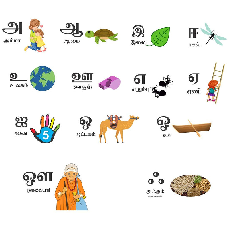 Tuffuk Tamil Alphabets Large Vinyl Wallstickers for Home Decorations(80 cm x 100 cm)5TZ399