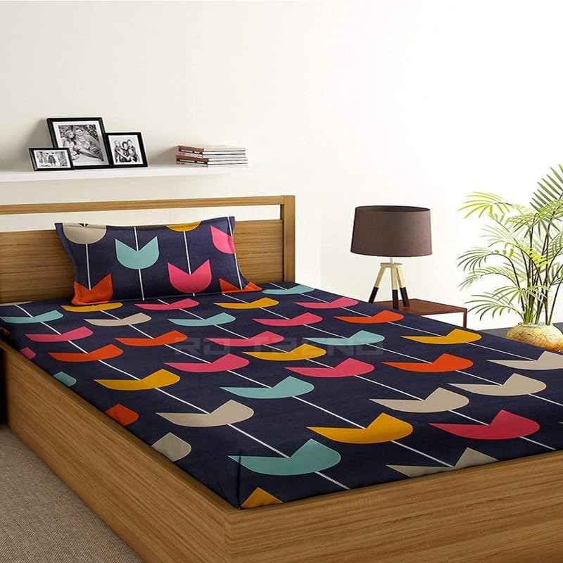 Amvy Creation Glace Cotton Combo set of Double Bedsheet with 2 Pillow Covers (Size 90 x 90 Inch) & Single Bedsheet with 1 Pillow Cover (Size 60 x 90 Inch) - Multi Arrow-Double & Single Bedsheet