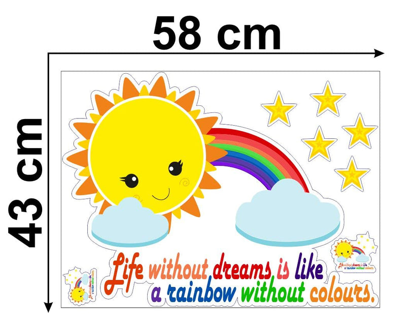 Delight Art Shiny Rainbow with Smiling Sun Design Wall Sticker Size - (58 * 53) cm Model id - (DAMC00624L)