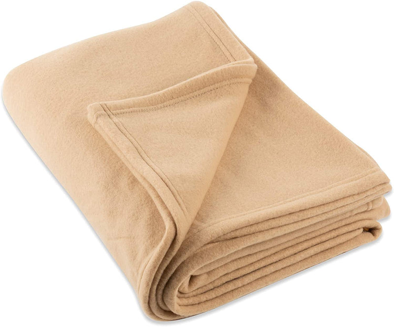 RichLinen" RK Textiles Plain Polar Fleece 240 TC Double Bed Blanket for Winter/AC Room/Hotel/Donation/Travelling Warm Soft & Comfortable (Camel/L*B(90 * 90) INCH)