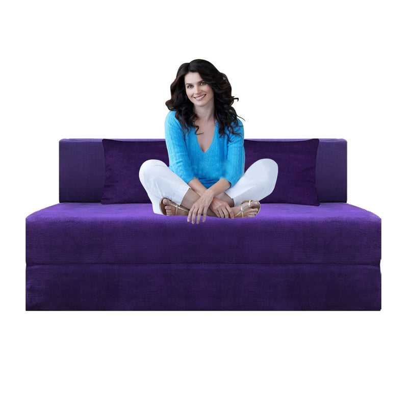 Jayant Furniture House Size-4x6,Feet High-Density EPE Foam Sofa Cums Bed Mattress for Home Two Seater (Purple).