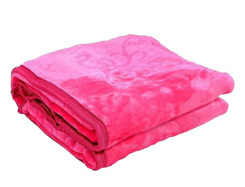 SHREE KARNI EXPORT Pink Double Bed Blanket King Size Heavy Winter Mink Soft AC Room Fleece All Weather Warm Blanket Panipat MadeIN India (Pink, Double)