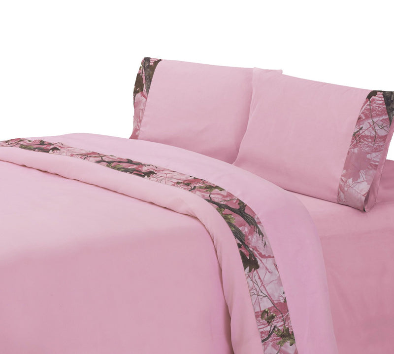 HiEnd Accents Oak Camo Sheet Set, Twin, Pink