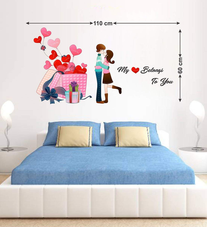 Tuffuk Velantine Love Couple Large Vinyl Wallstickers for Home Decorations(110 cm x 60 cm)5TZ0149