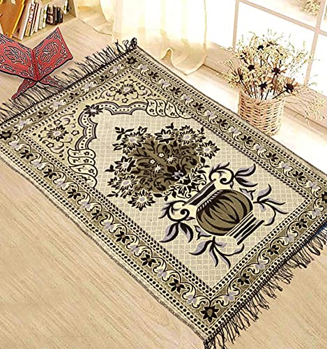 Weavers Villa Prayer Mat/Aasan/Meditation Mat/Multipurpose Velvet Rug Mats [Size: 70cm X 110cm]