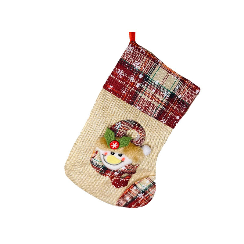 Rack Jack Christmas Stocking Decorative Stuffed Tree Hanging Decor House Party Festive New Year 2022 - Plaid - Snowman