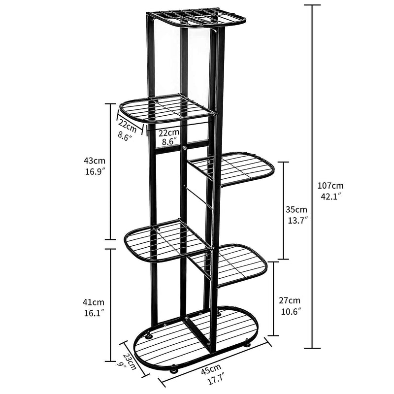 TRUST STORE® 6 TIER 7 POTTED IRON METAL PLANT STAND FOR OUTTDOOR, INDOOR BALCONY LIVING ROOM {WITHOUT POT} (7POT)… (White)