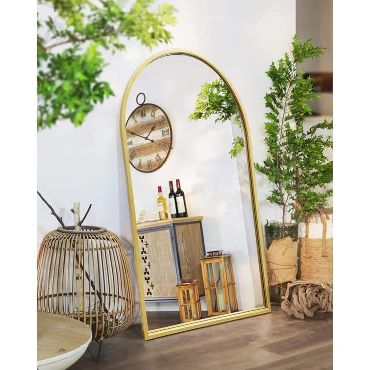 VENETIAN IMAGE Arch Metal Wall Mirror for Makeup | Home Decor | Foyer | (Golden, 28x20)