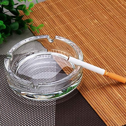 YZM Crystaline Shine Glass Smoking Ashtray Home Office Tabletop Decoration 4.2" Dia, (Flower Ashtray)