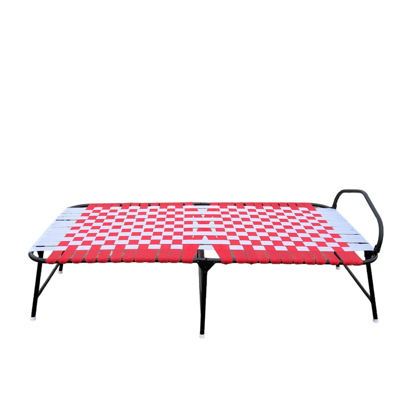 PS PARVESH SMART® Easy Niwar Folding Bed with (5 Items) Folding Bed+ 5 inchi Cotton Mattress+ Bed Sheet+ Pillow+ Pillow Cover Size 36 inch x72 inch (Red)