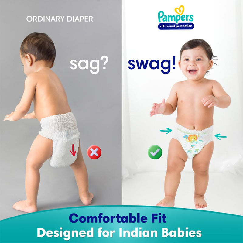 Pampers All round Protection Pants Style Baby Diapers, X-Large (XL) Size, 168 Count, Anti Rash Blanket, Lotion with Aloe Vera, 12-17kg Diapers