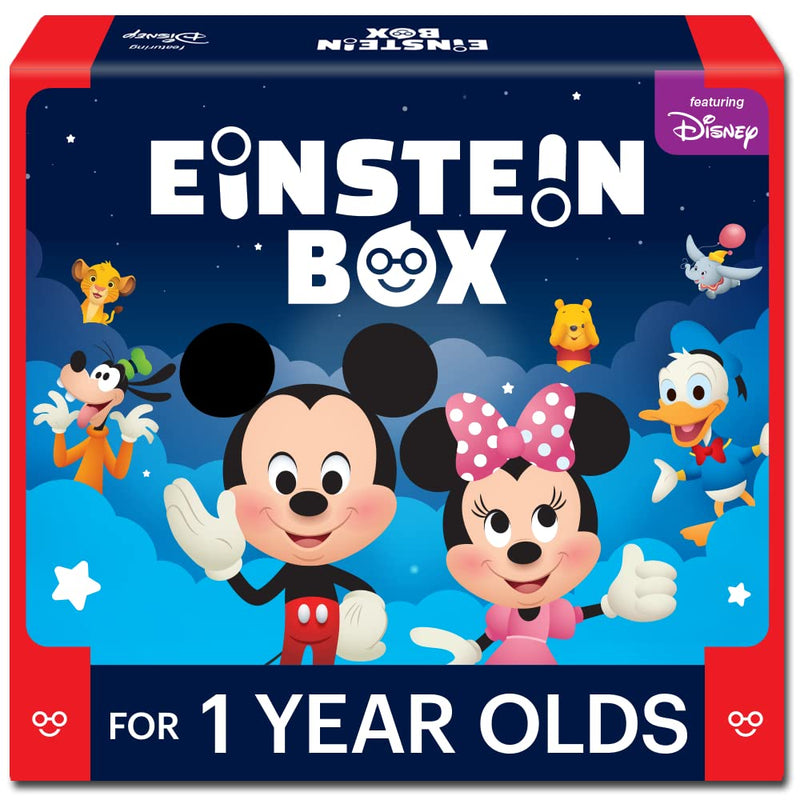 Einstein Box Featuring Disney for 1-Year-Old Boys/Girls | Board Books and Pretend Play Gift Pack | Learning and Educational Toys and Games | with Mickey and Minnie Mouse |