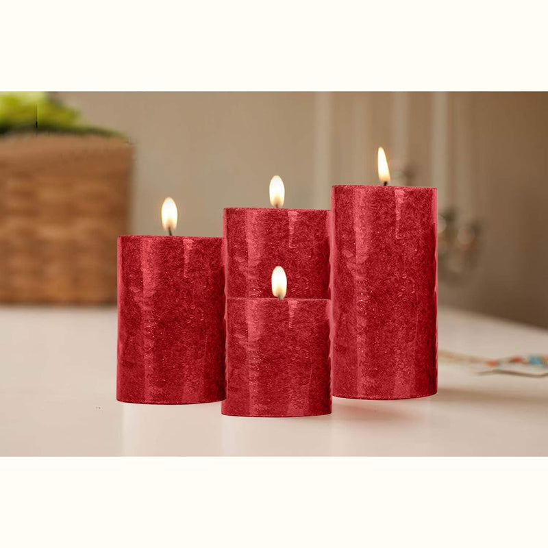 The Decor Affair Long-Lasting Small Pillar Candles in Marble Finish - 4 Pack for Elegant Home Decoration & Celebrations