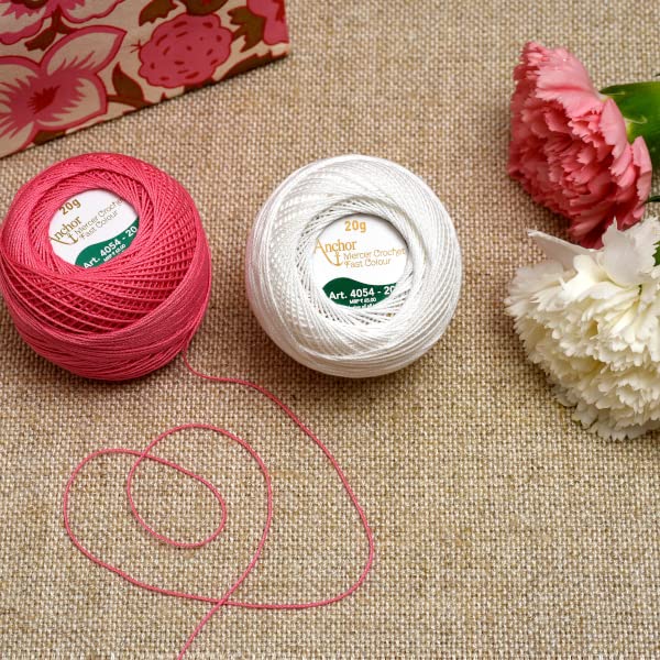 Anchor Knitting Pearl Cotton Fast Colour Cotton Thread Yarn Balls - Mercer Pearl Cotton 10gm Ball Yarn Pack of 1 Cotton Ball (White)