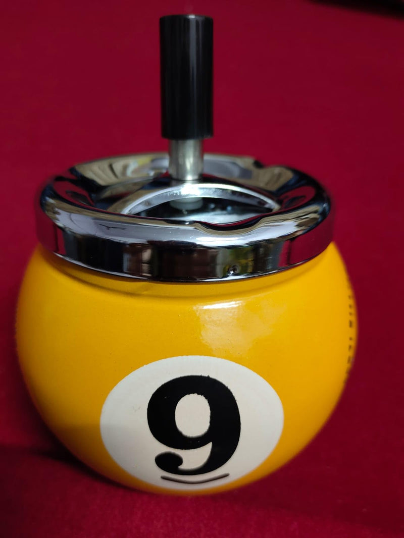 ABA Snooker and Pool 9 Ball Billiard Table Ashtray, Chrome-Plated Metal, Yellow
