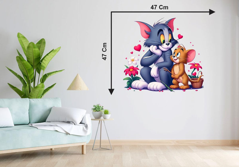 Angel Decor Tom and Jerry Cartoon Wall Sticker for Kid's Room,Living Home, Kitchen Sticker Size (47X47) Cm