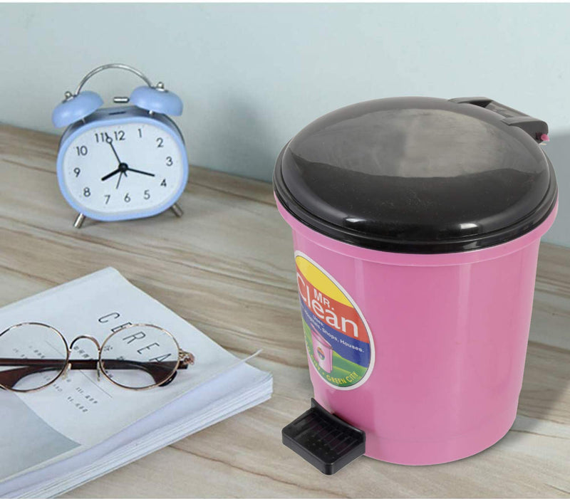 Kuber Industries 2 Pieces Table Top Desk Garbage Dustbin Trash for Office Home Work Place,2 LTR(Pink & Blue)