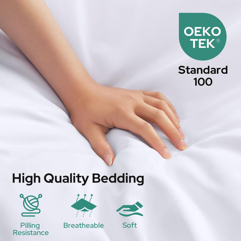 HOMEIDEAS 4 Piece Bed Sheet Set (Full,White) 100% Brushed Microfiber 1800 Bedding Sheets Deep Pockets,Wrinkle & Fade Resistant