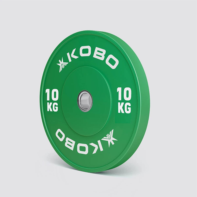 Kobo Imported Bumper Plate/Colour Coded Rubber Olympic Weight Plate 10 Kg x 2 = 20 Kg (1 Pair)