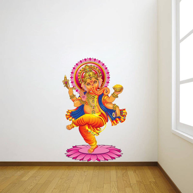 Decor Kraft Ganesha Ji on One Feet Wall Sticker & Decal,Size- 58 Cm X 53 Cm,Religious