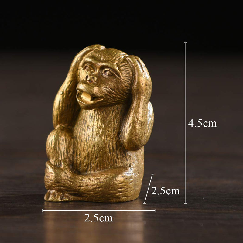 BRABUD Brass Statue Three Monkeys See No Speak No Hear No Evil Home Office Desk Decor Gift TQZDBS003