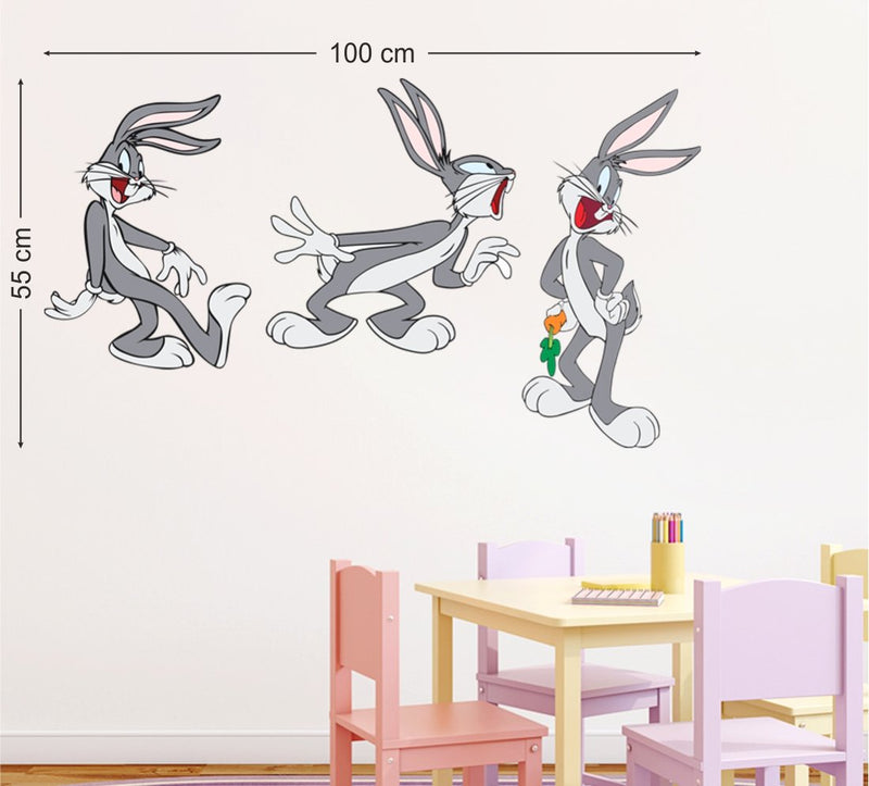 Wallstick ' Bunny-3 ' Wall Sticker (Vinyl, 75 cm x 55 cm, Multicolor)