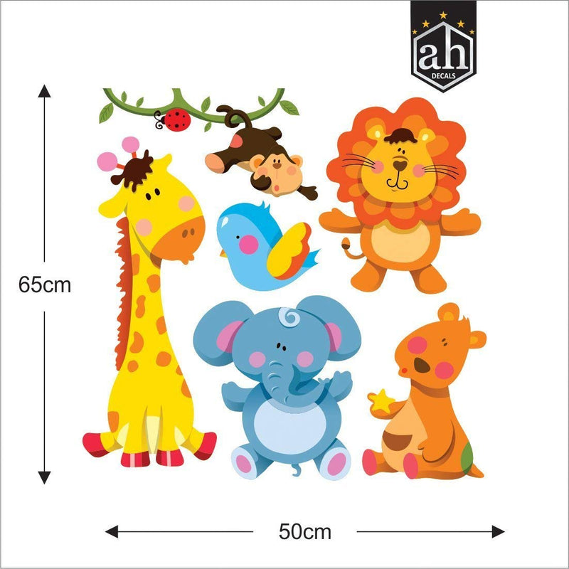 AH Decals Animated Wall Sticker for Kids Room Play School Stickers PVC Vinyl (65 X 50 cm) with Elephant Wall Sticker 65 X 50 cm