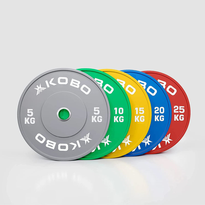 Kobo Imported Bumper Plate/Colour Coded Rubber Olympic Weight Plate 10 Kg x 2 = 20 Kg (1 Pair)