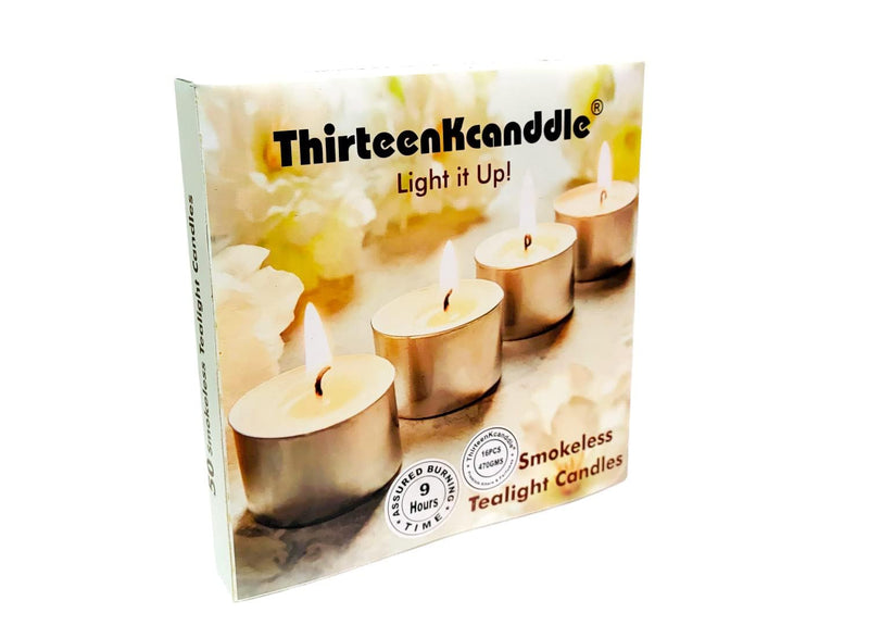 Thirteenkcanddle Tealight Candles Tea Light Long Burning Tea Lights Candle Size: Dia 4 CM x Height 2 CM Burn Time: 8.1 Hours, White, Unscented (64 Pcs)