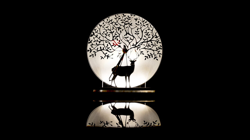 ONFLOW ONFC28 3D Illusion (Deer with Tree Style) New Clock for Table lamp LED Color Warm White with 12V 1amp Adapter Desk Acrylic Sheet(Wooden Base) Pack of 1