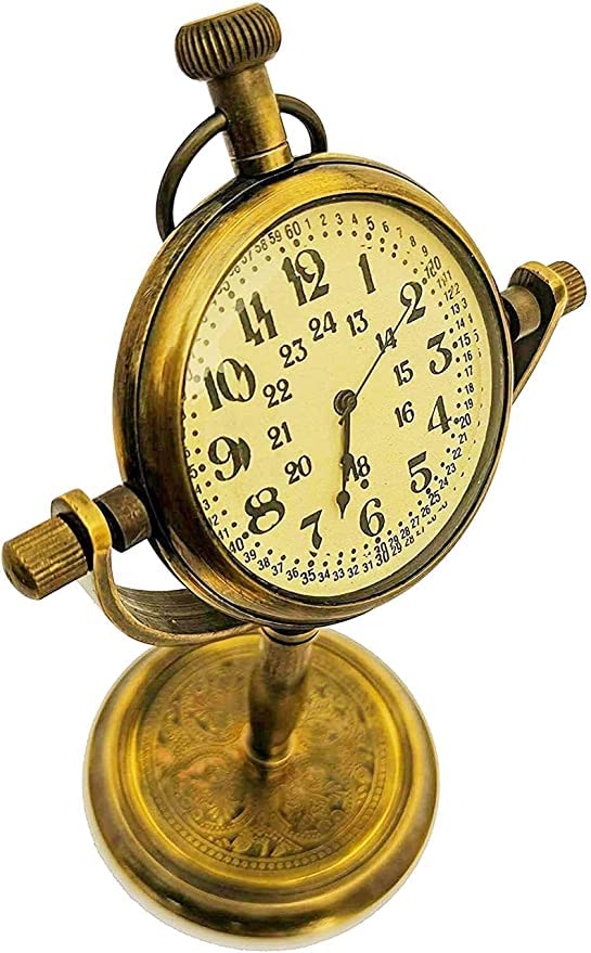 ALI NAUTICAL Antique Brass Rounded Shape Table Top Clock for Home Office Study Living Room Decor Gift Item