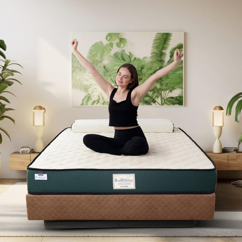 DREAMZEE Vilasa™ Natural Latex Mattress King Size | Globally Certified 100% Monozone Natural Latex | Anti-Bacterial Shield | Medium Comfort | 75x72x8 Inches