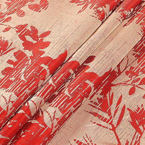 Deco Window Set of 2 Blackout Curtains for Doors 9 Feet Floral Room Darkening Thermal Insulated Soft Touch Polyester Privacy Panels with Stainless Steel Grommets (Red)