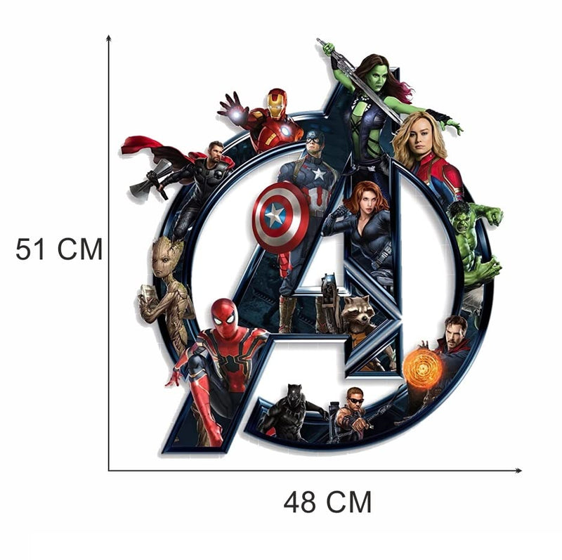 Techgifti Pvc Avengers - Logo Wall Sticker For Cartoon Movie Kids Rooms Bedroom Decals Living Room Decoration (Pack Of 1Self-Adhesive, Smooth Surface, 510 Mm)