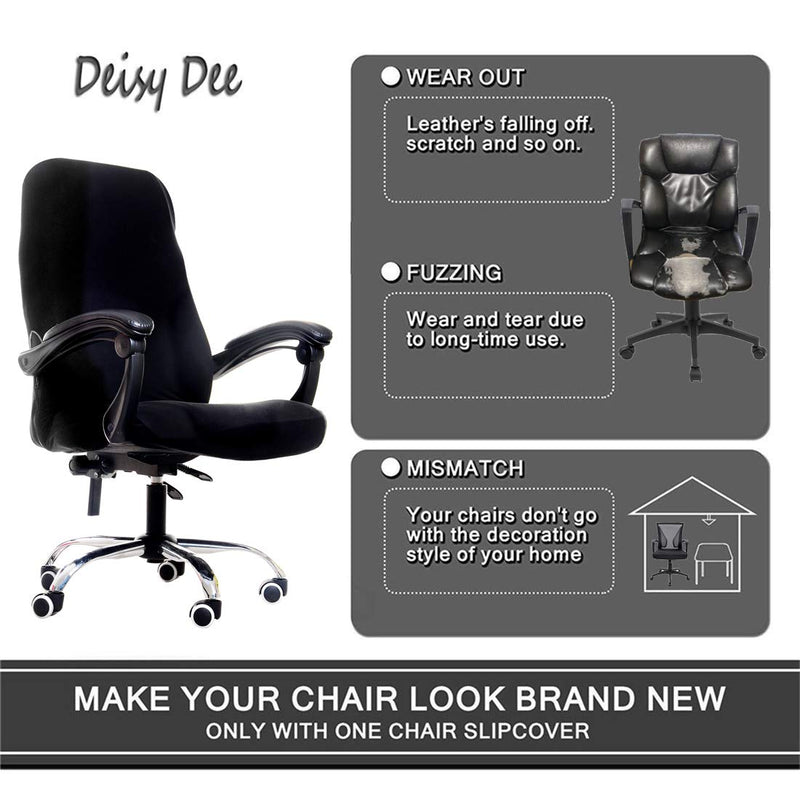 Deisy Dee Computer Office Chair Covers for Stretch Rotating Mid Back Chair Slipcovers Cover ONLY Chair Covers C162 (Black) Polyester