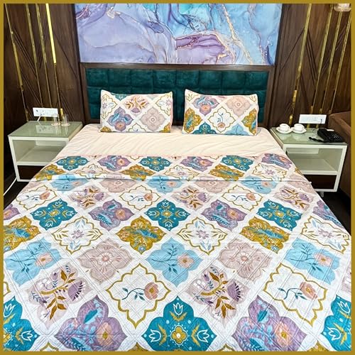 Premium Cotton Muti Floral Printed Dohar/AC Blanket for Double Bed Size (90 x100 inches) |Ultrasoft & Lightweight