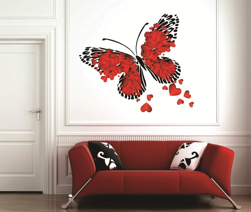 Love Heart Butterfly Self Adhesive VinylWaterproof Decorative Wall Stickers for Hall, Bedroom, Kitchen and Furniture