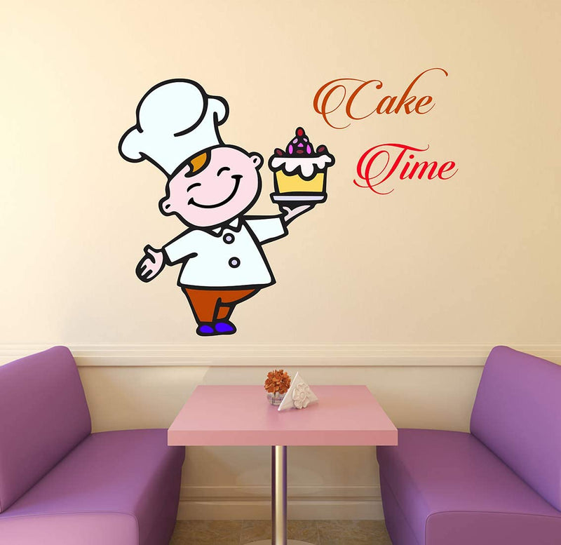 ‎Kaushiki Collection Bakery Cake Time Wall Sticker (Multicolour, 60 x 50 cm)