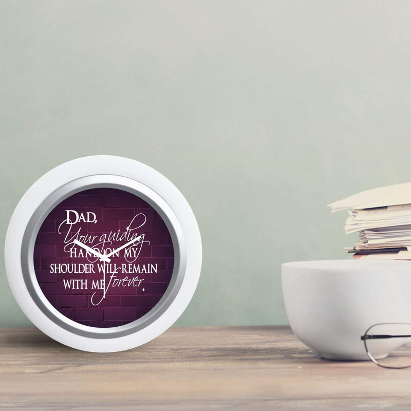 TheYaYaCafe Yaya Cafe Table Desk Clock Wooden Dad You are Guiding Me - 6x6 inches, Round (White Frame, Unbreakable Flexiglass Cover, Analog)