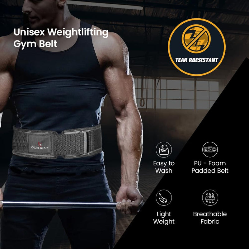 acturaa 6 Inch Weight Lifting Belts For Gym | Exercise Belt Powerlifting Belt Deadlift Belt Gym Waist Belt |Gym Waist Belt For Women |Gym Accessories for Back/Lumbar Support Lifting Belt (M)