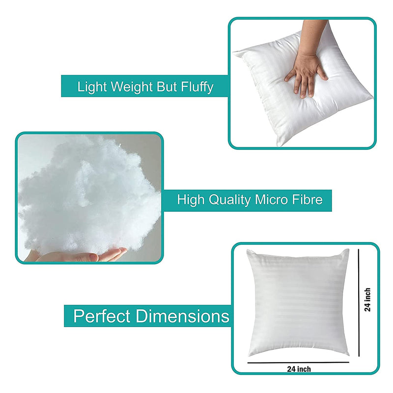 LASER WINGS Cotton Cushion, 24 x 24 Inches, White, Set of 5