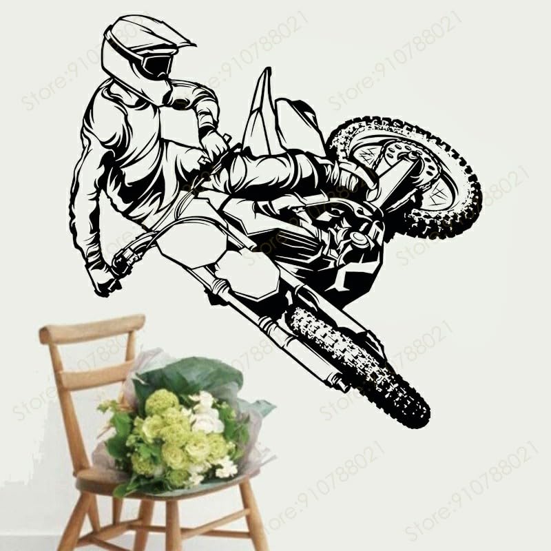 GADGETS WRAP Vinyl Motocross Jumping Motorcycle Wall Decal Racing Bike Vinyl Art