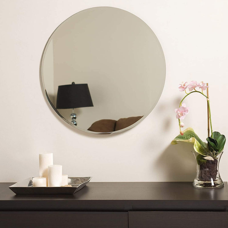 SDG Frameless Mirror N9 (22 x 22 Inch Round. with Beveled Edges, Suitable for Bathroom)