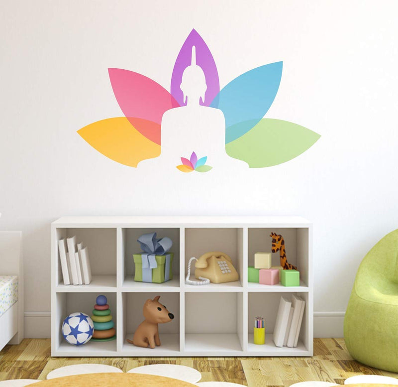 Tuffuk Colourful Budha Large Vinyl Wallstickers for Home Decorations(60 cm x 30 cm)4TZ191